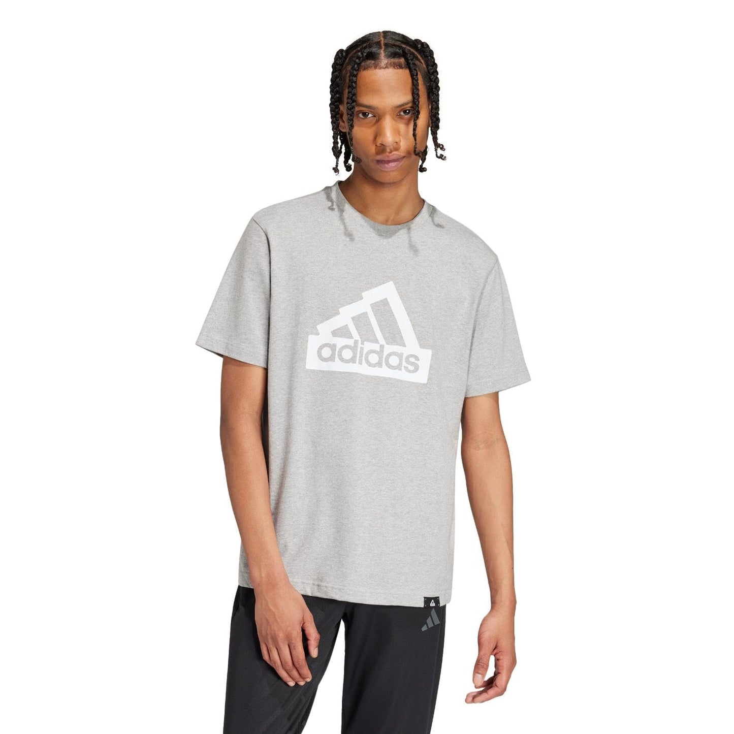 adidas Mens Tall Size Modern Essentials Graphic T-Shirt Medium Grey Heather - Renee Lane Company
