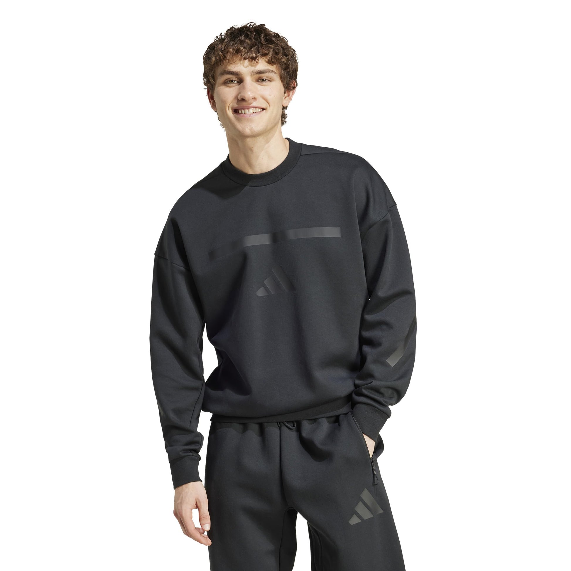 adidas Mens Tall Size Z.N.E. Sweatshirt Black - Renee Lane Company