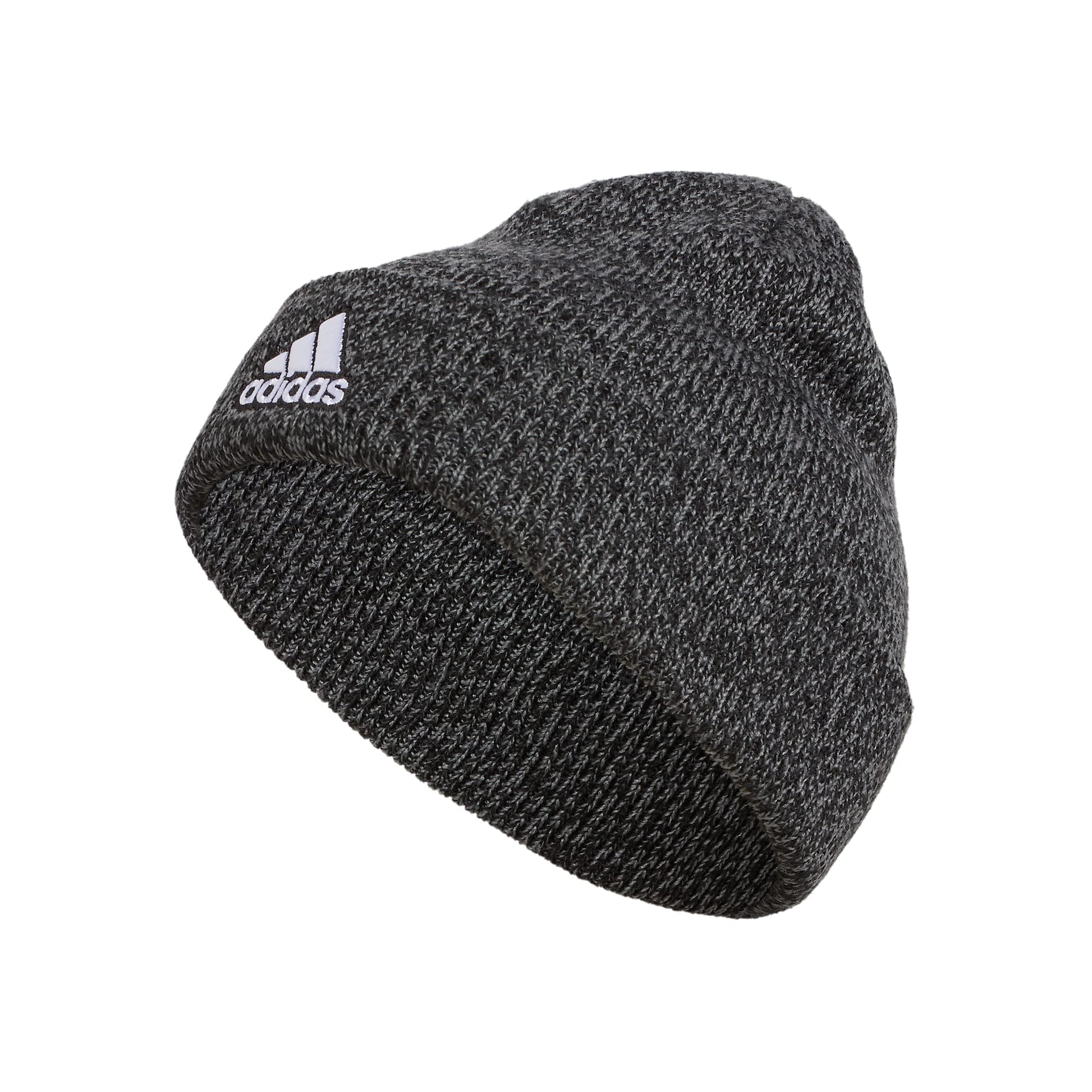 adidas Mens Team Issue Fold Beanie Discontinued Black Onix Grey Marl F22 One Size - Renee Lane Company