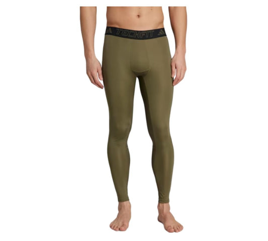 adidas Mens Techfit Training Long Tights Olive Strata Small - Renee Lane Company