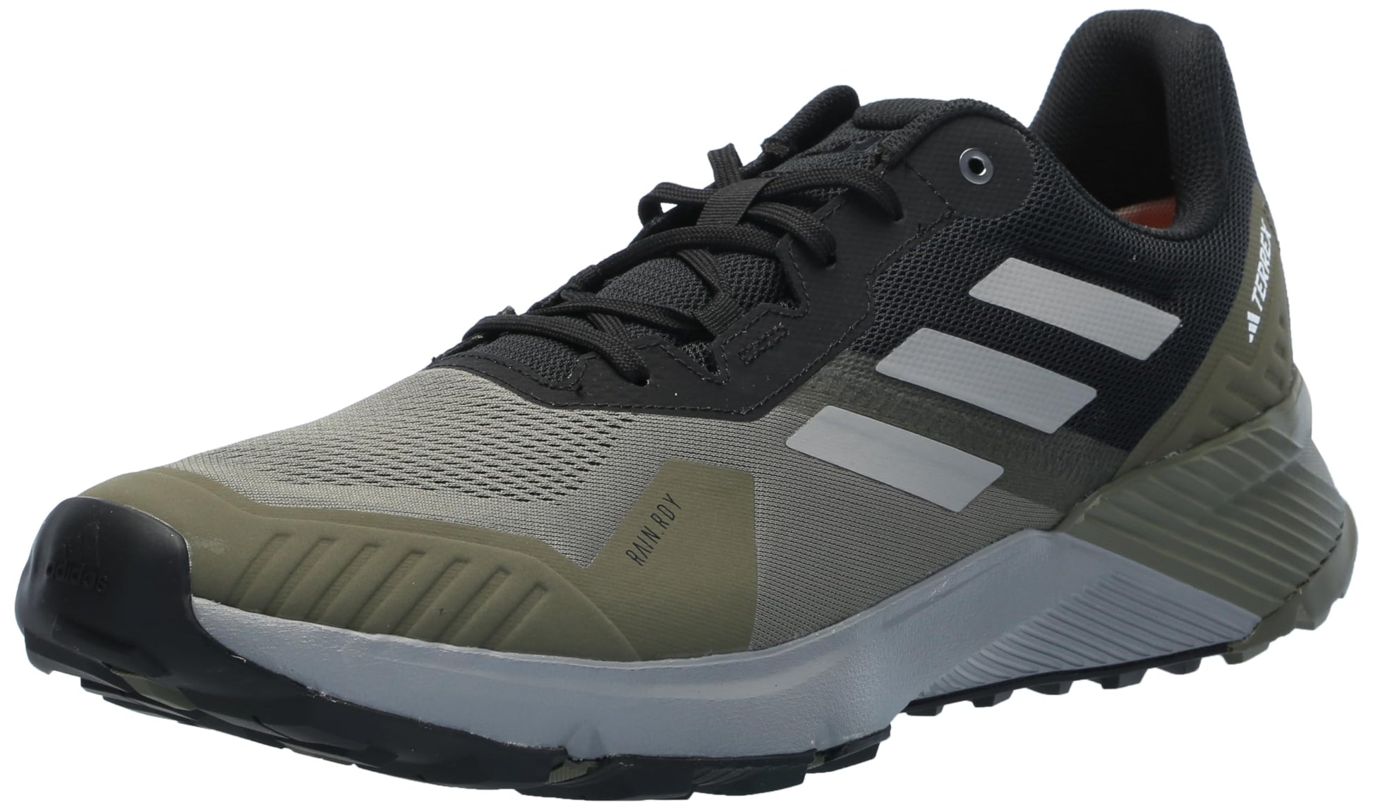 adidas Mens Terrex Soulstride RAIN.RDY Trail Running Sneaker Olive Strata/Solid Grey/Black 8.5 - Renee Lane Company
