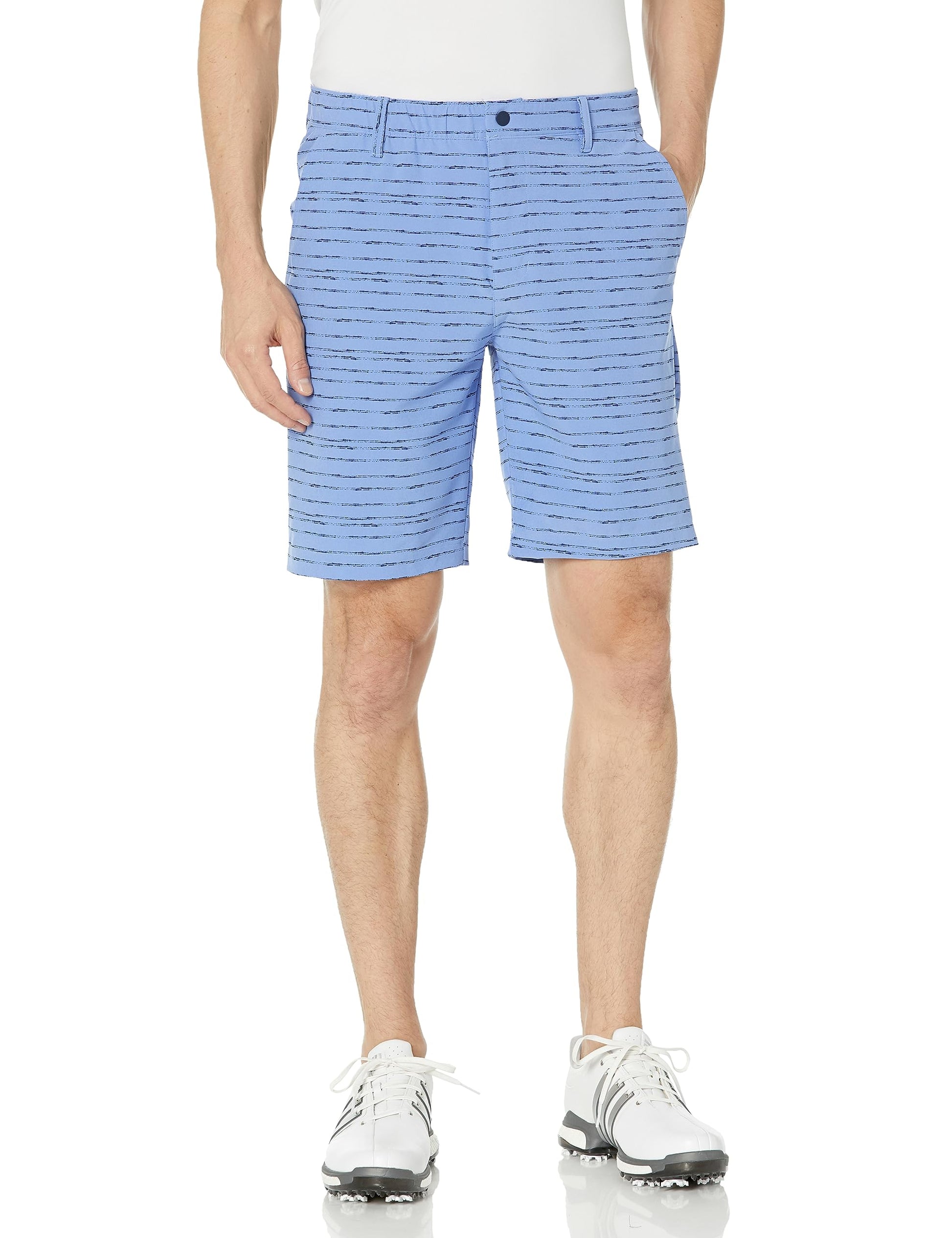 adidas Mens Textured 9 Inch Golf Shorts Blue Fusion 30 - Renee Lane Company