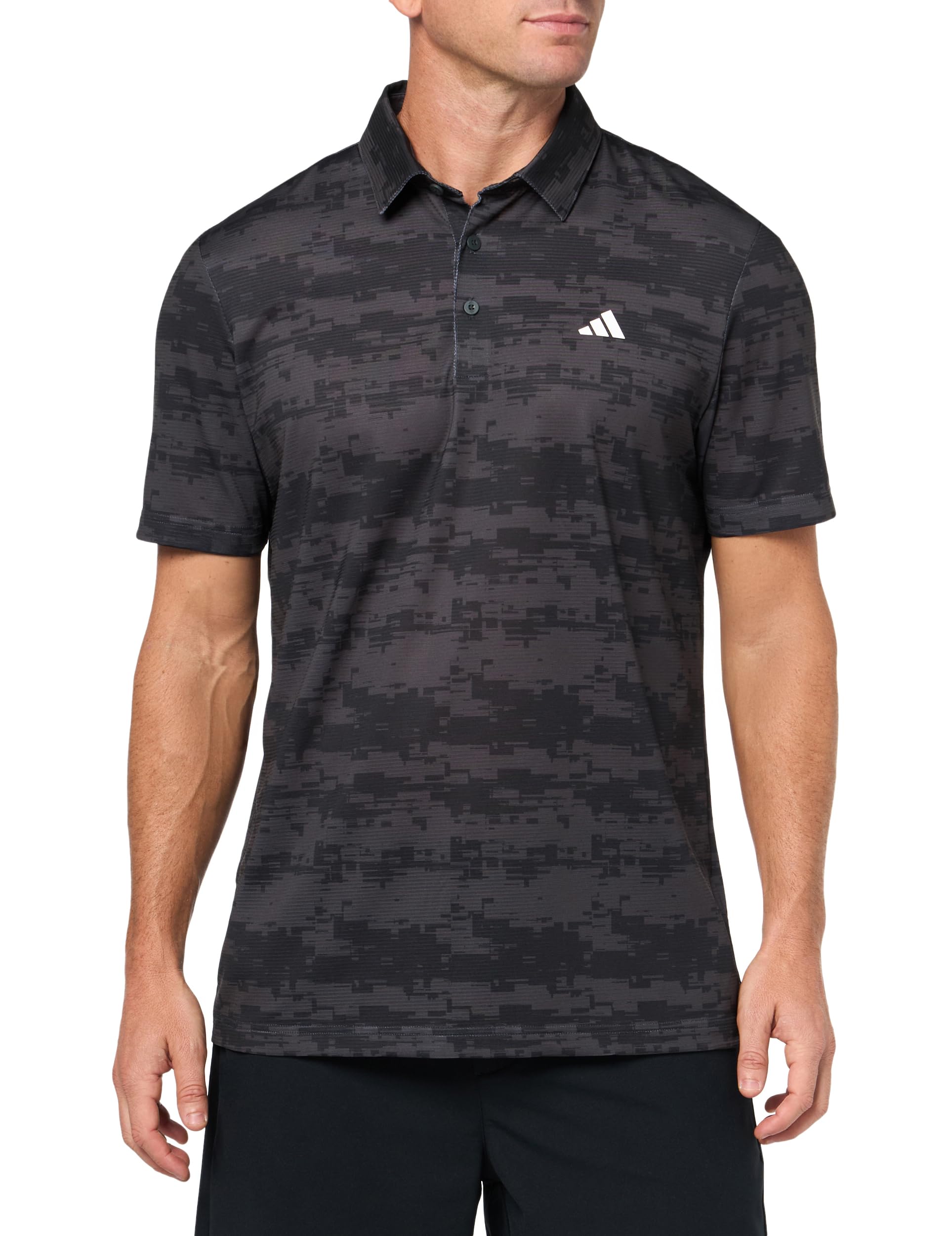 adidas Mens Ultimate365 Heat.Rdy Stripe Polo Shirt Carbon/Black - Renee Lane Company