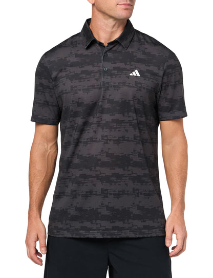 adidas Mens Ultimate365 Heat.Rdy Stripe Polo Shirt Carbon/Black - Renee Lane Company