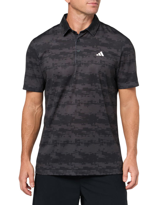 adidas Mens Ultimate365 Heat.Rdy Stripe Polo Shirt Carbon/Black - Renee Lane Company