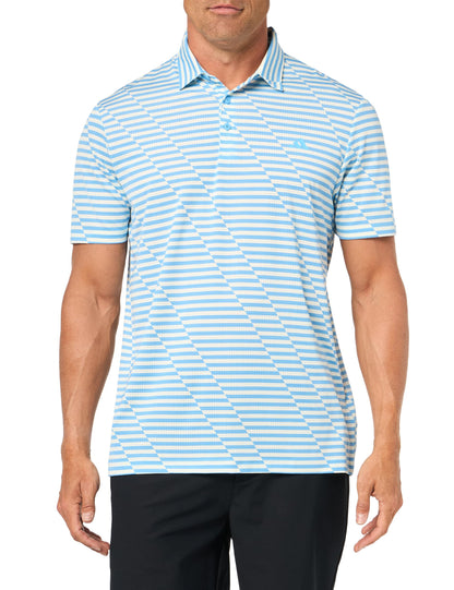 adidas Mens Ultimate365 Mesh Print Polo SEBLBUIvory - Renee Lane Company