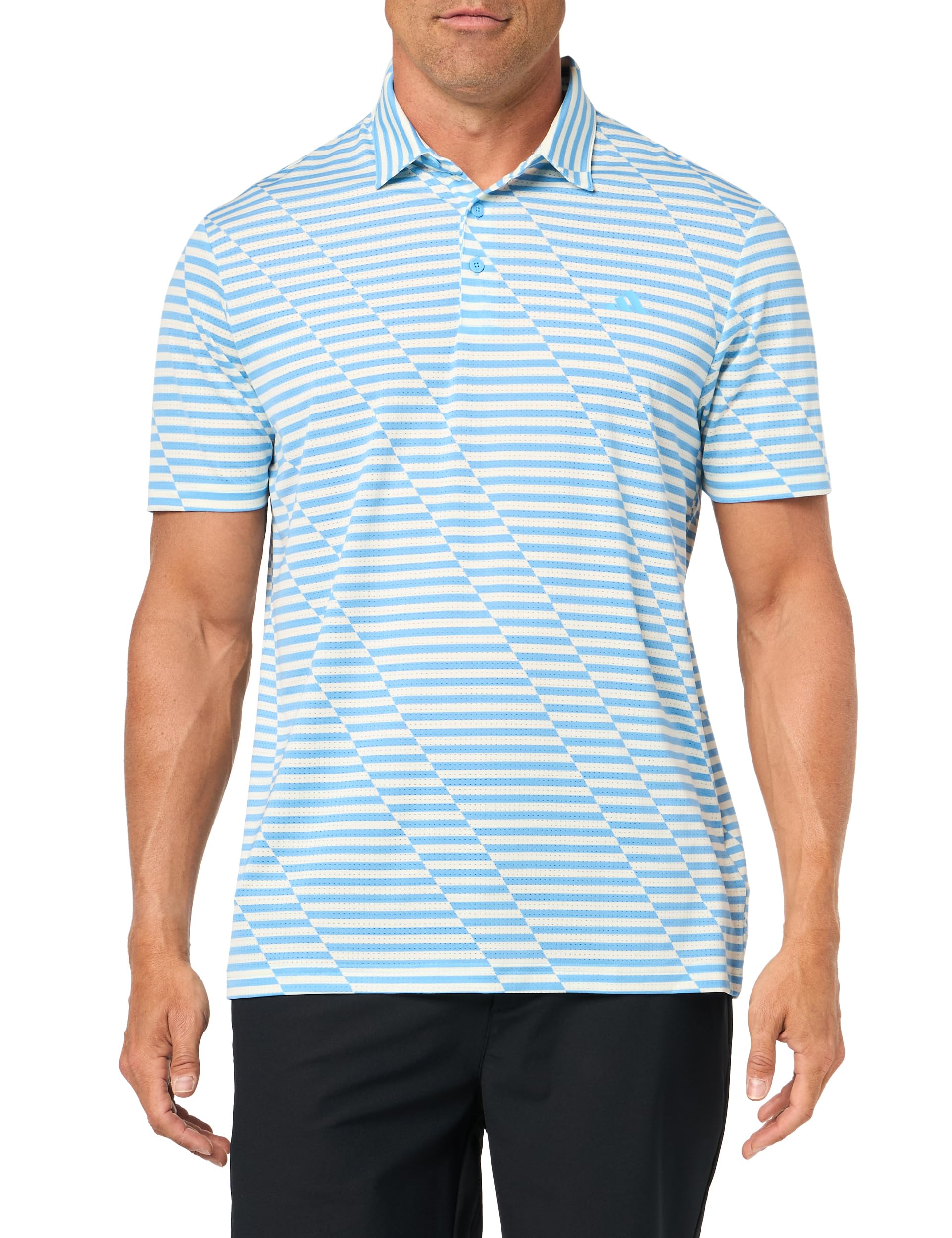 adidas Mens Ultimate365 Mesh Print Polo SEBLBUIvory - Renee Lane Company