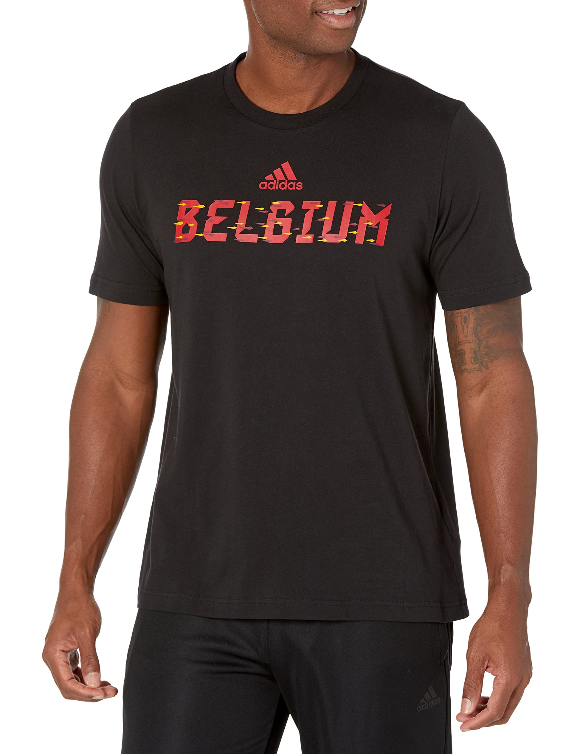 adidas Mens World Cup 2022 Tee Black (Belgium) Large - Renee Lane Company