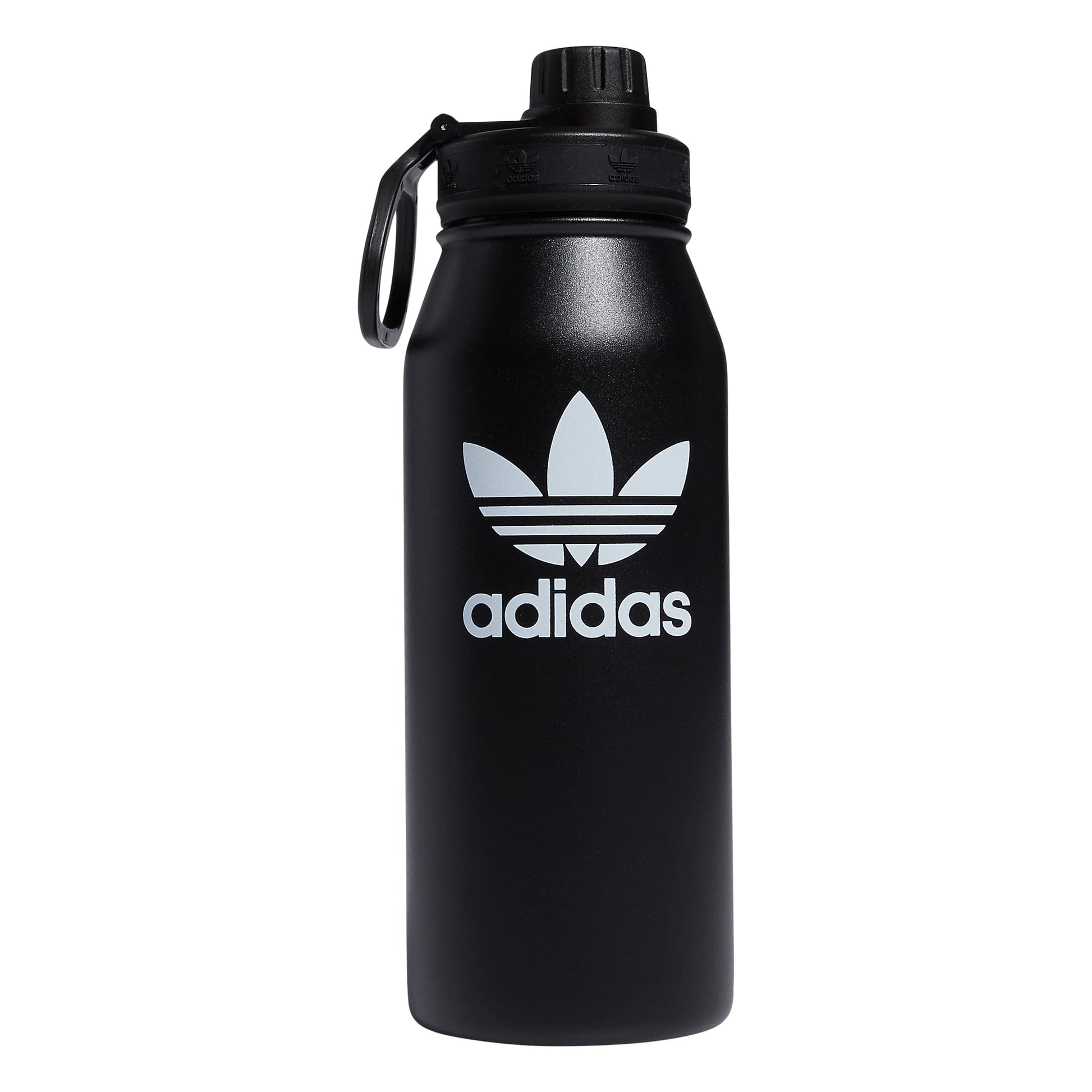 adidas Originals 1 Liter (32 Oz) Metal Water Bottle Hot/Cold Double-Walled Insulated 18/8 Stainless Steel Black/White One Size - Renee Lane Company