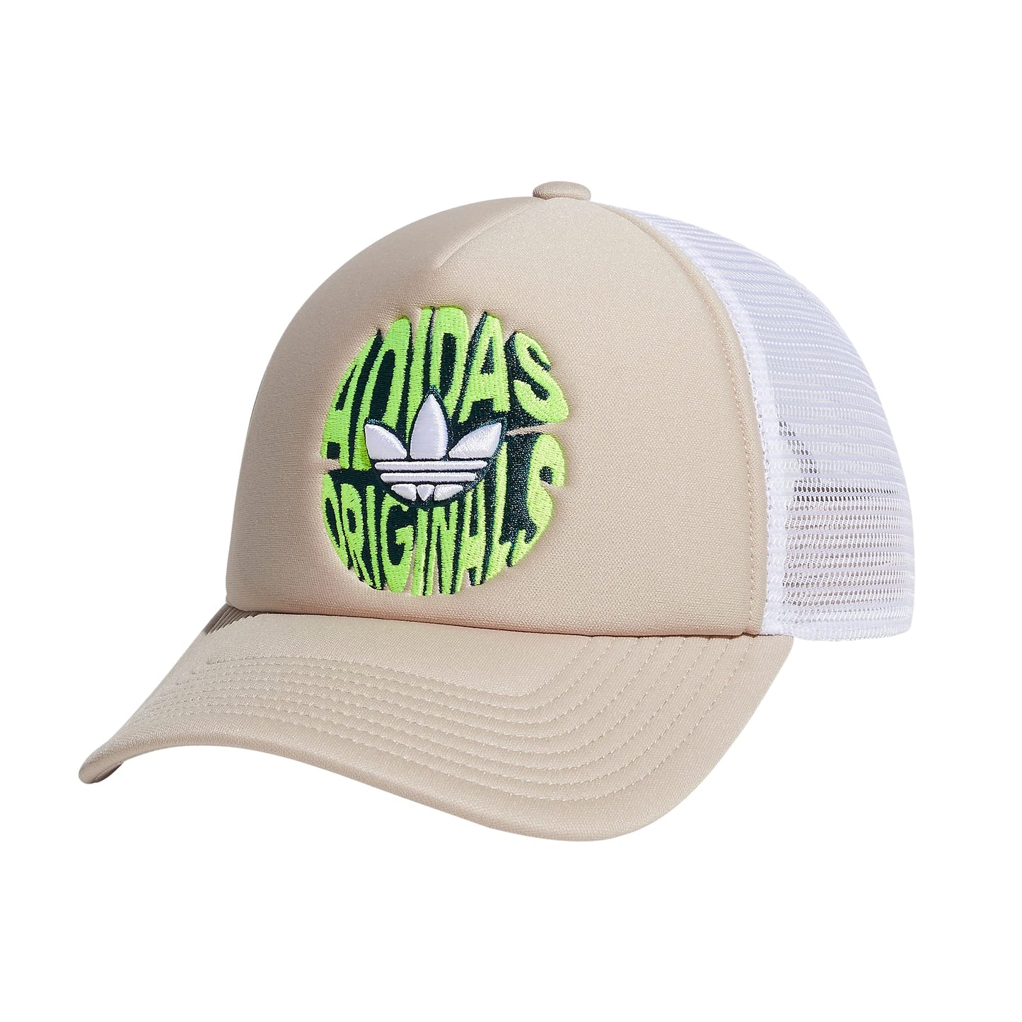 adidas Originals Foam Front Snapback Adjustable Fit Trucker Hat Wonder Beige/Lucid Lemon Yellow/Arctic Night Blue One Size - Renee Lane Company