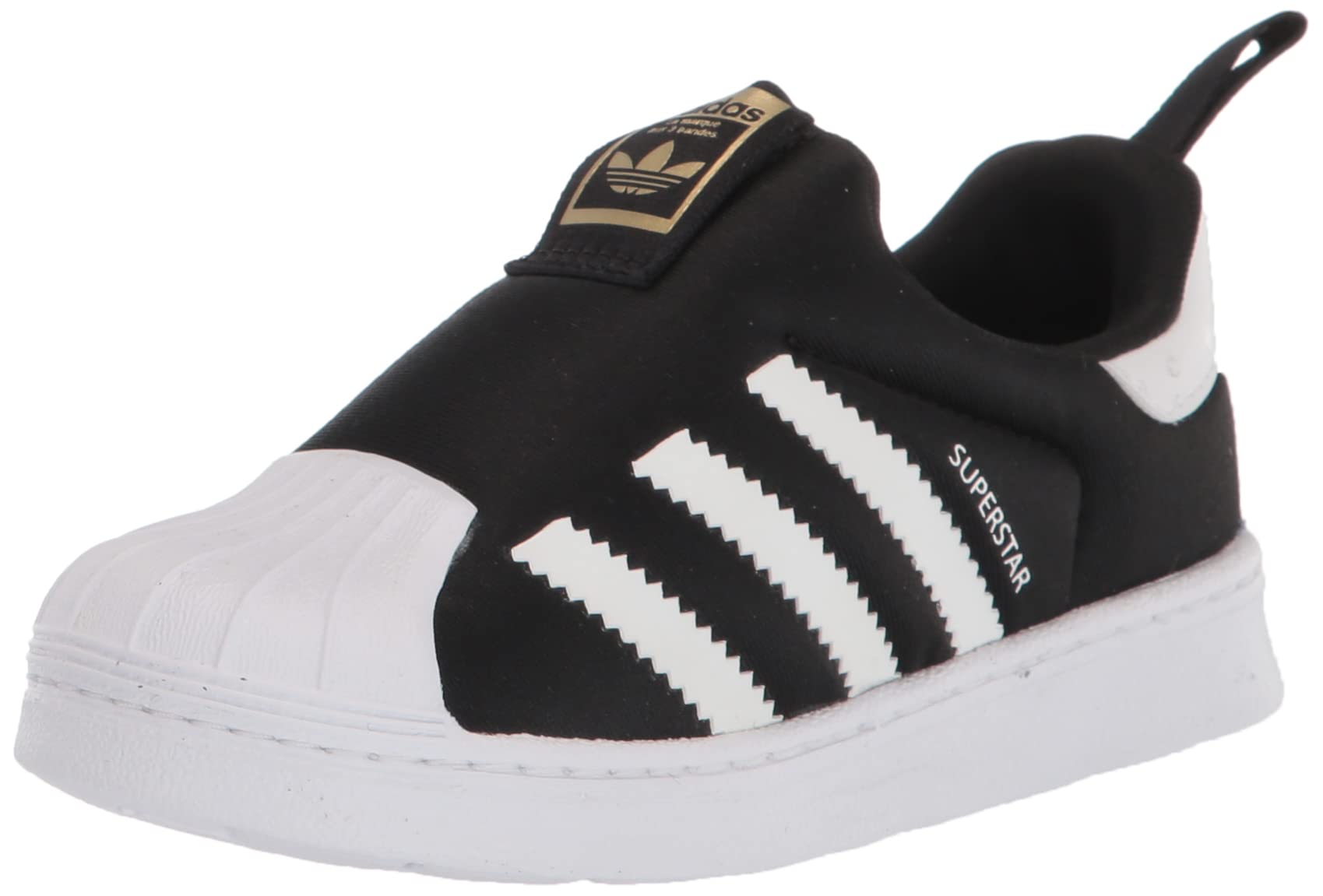 adidas Originals Kids Superstar 360 Sneaker Core Black/White/Gold Metallic 7.5 US Unisex Toddler - Renee Lane Company