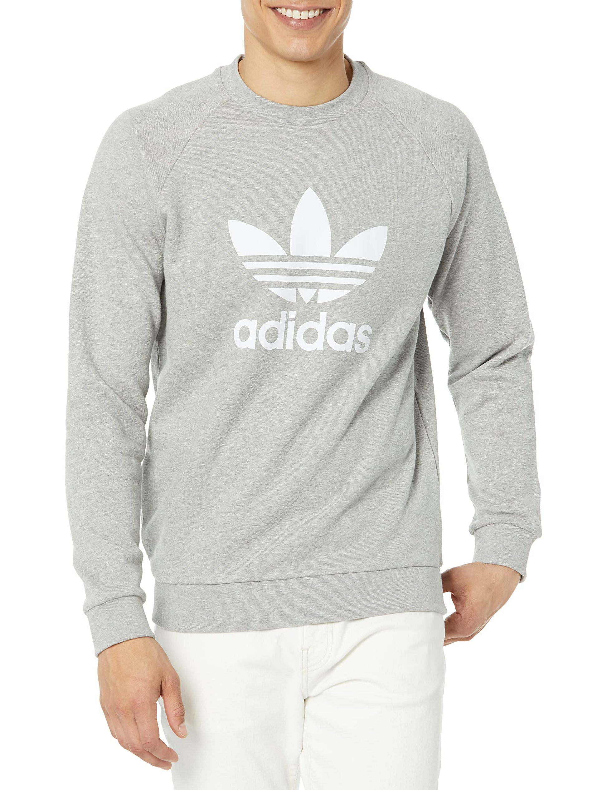 adidas Originals Mens Adicolor Classics Trefoil Crewneck Medium Grey Heather X-Large - Renee Lane Company