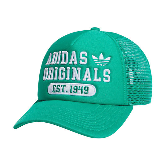 adidas Originals Mixed Graphics Foam Front High Crown Snapback Trucker Hat Court Green/White One Size - Renee Lane Company