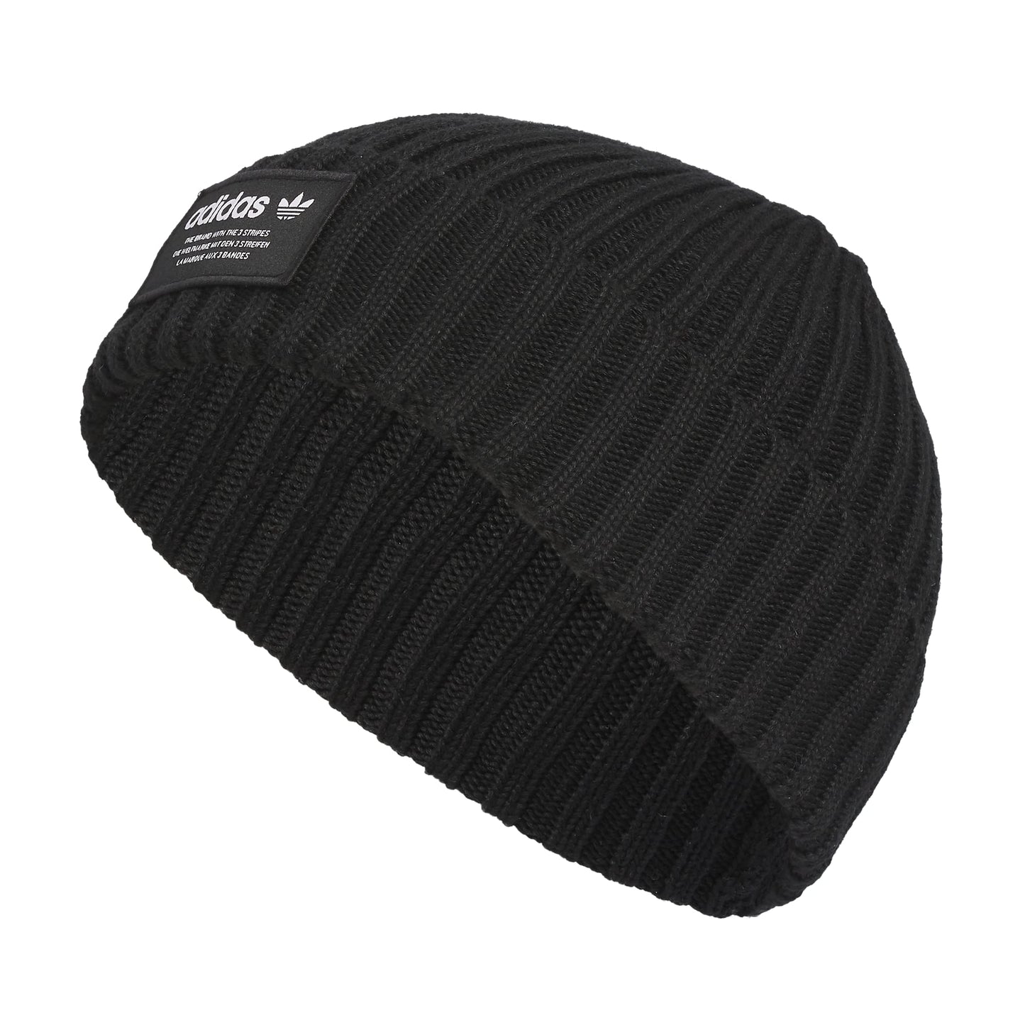 adidas Originals Rib Cuff Fold Beanie Black/White 23 one_Size - Renee Lane Company