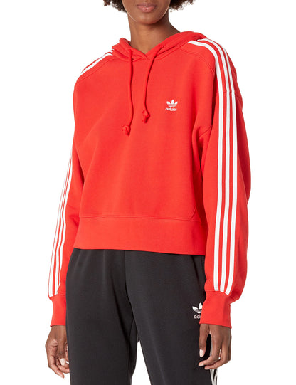adidas Originals Womens Adicolor Classics Crop Hoodie Red X-Large - Renee Lane Company