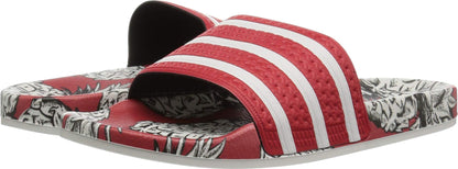 adidas Originals Womens Adilette Slide Sandal Scarlet/Off White/Scarlet 4 - Renee Lane Company