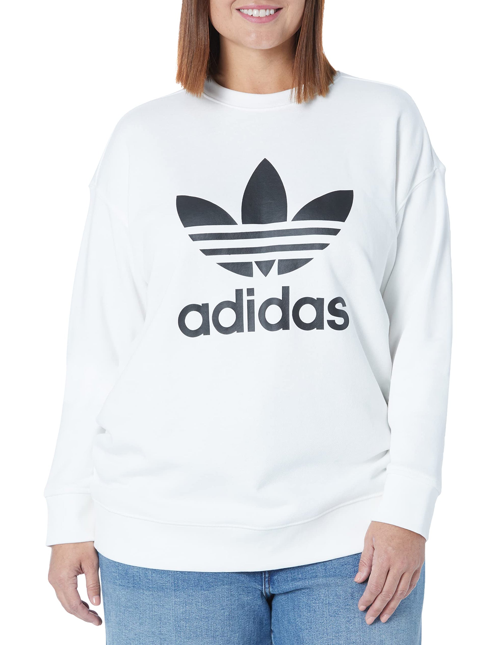 adidas Originals Womens Trefoil Crew Sweatshirt White X-Large - Renee Lane Company