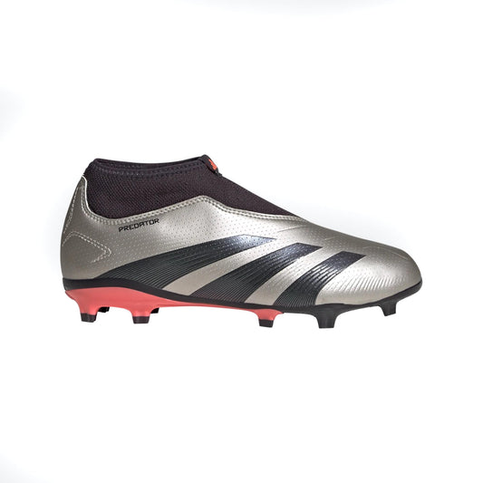 adidas Predator League Laceless Firm Ground Sneaker Platin Metallic/Aurora Black/Turbo 4 US Unisex Big Kid - Renee Lane Company