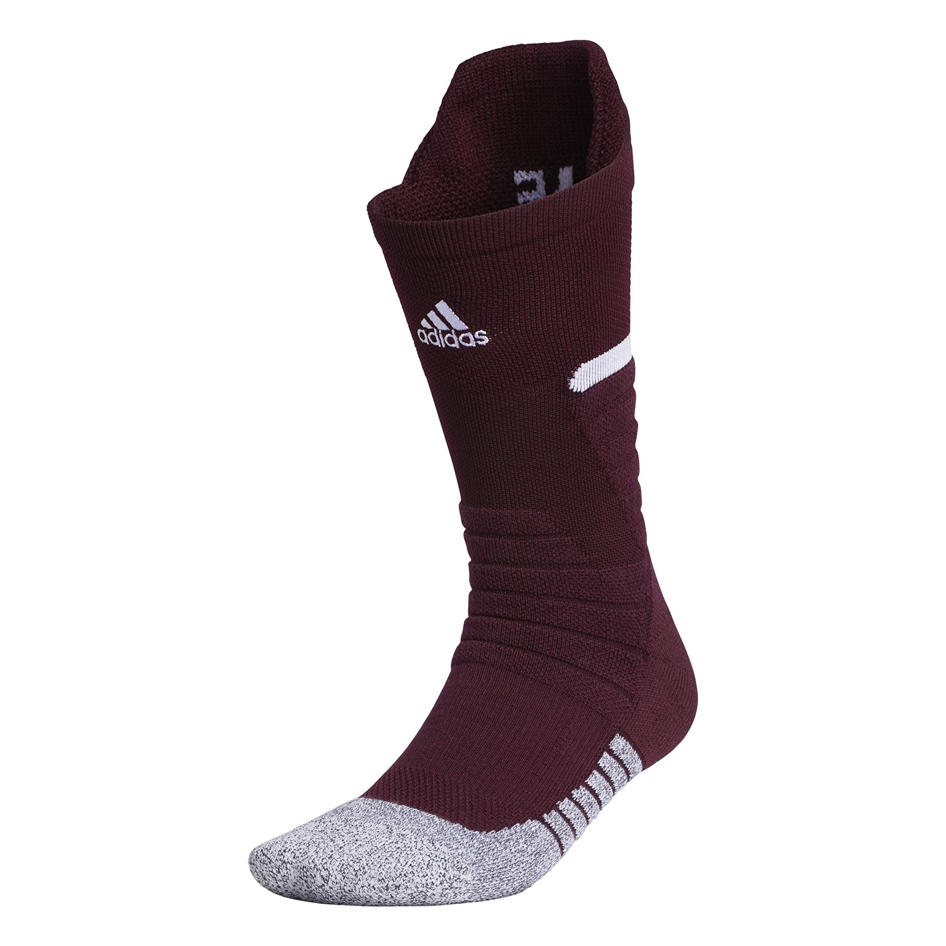 adidas Unisex Adizero Football Cushioned Crew Socks (1-Pair) Team Maroon/White X-Large - Renee Lane Company