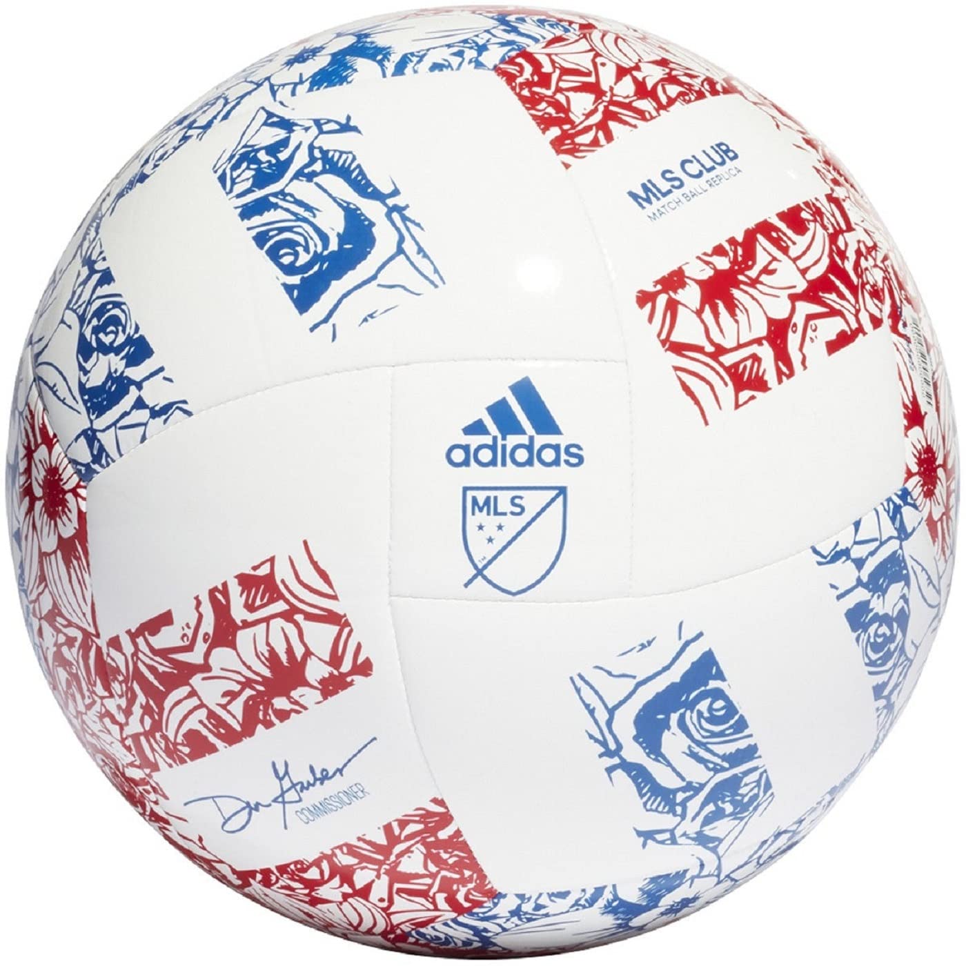 adidas Unisex-Adult MLS Club Soccer Ball White/Power Blue/Team College Red 5 - Renee Lane Company