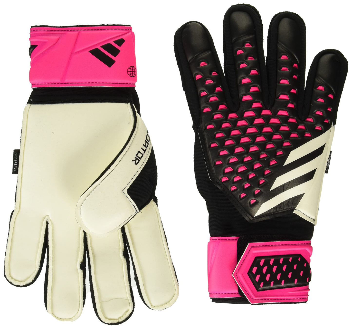 adidas Unisex-Adult Match Fingersave Predator Goalie Gloves Black/White/Team Shock Pink 11 - Renee Lane Company