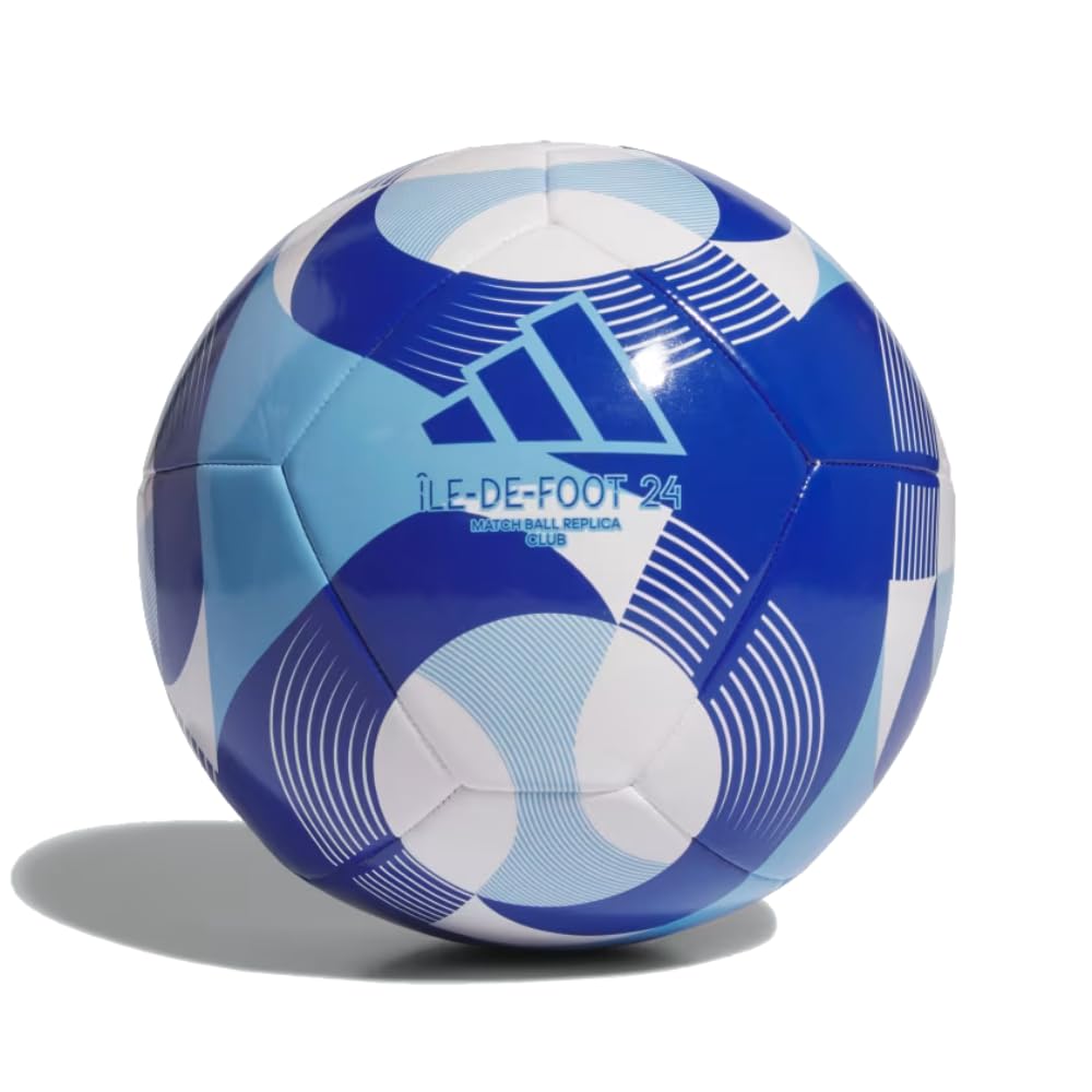 adidas Unisex-Adult Olympics Club Soccer Ball White/Clear Sky/Team Royal Blue 5 - Renee Lane Company