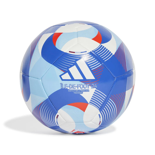 adidas Unisex-Adult Olympics Training Soccer Ball White/Solar Red/Clear Sky/Team Royal Blue 3 - Renee Lane Company