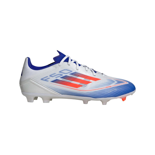 adidas Unisex F50 League Football Boots Firm Ground Sneaker White/Solar Red/Lucid Blue 5 US Men - Renee Lane Company