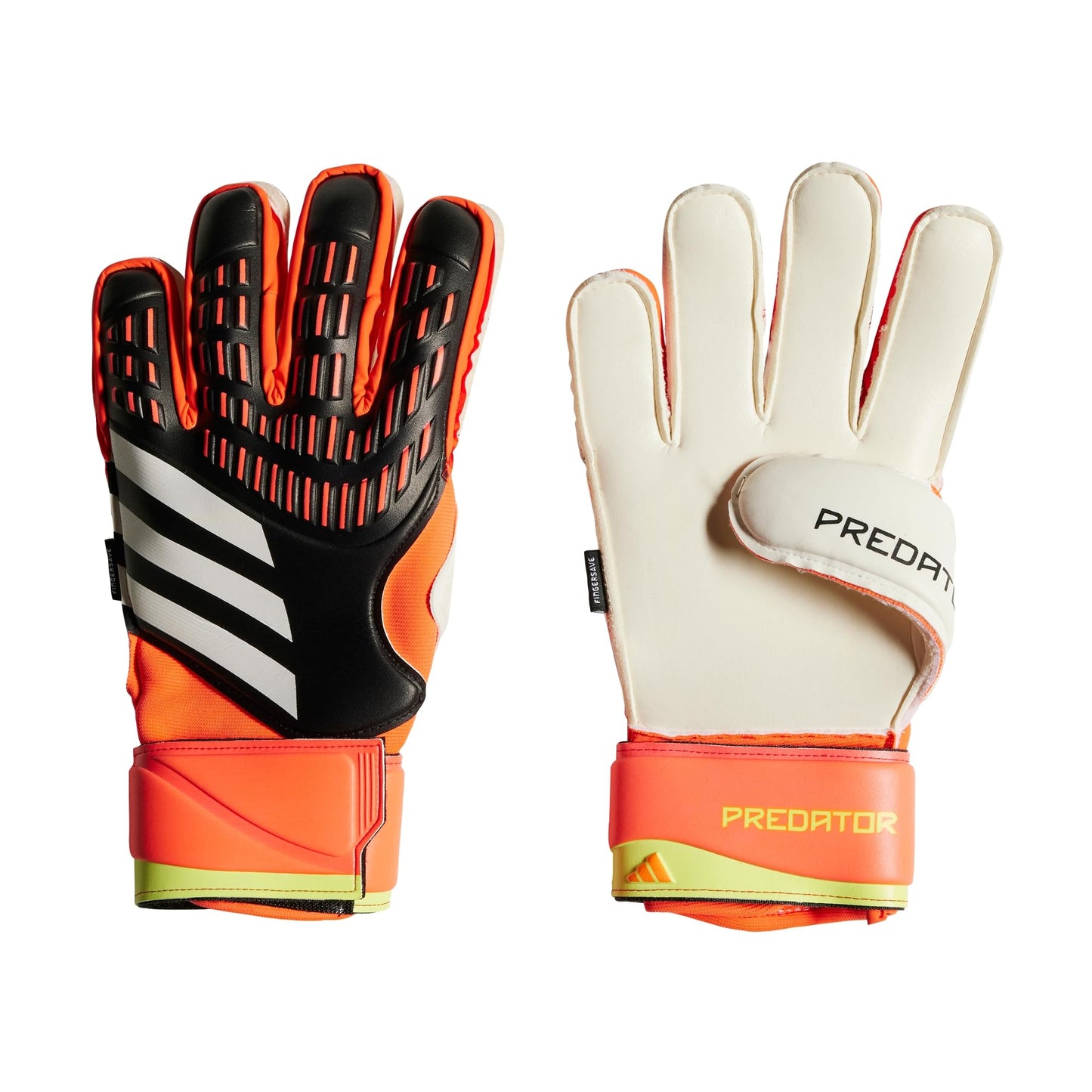 adidas Unisex-Kids Match Fingersave Predator Goalie Gloves Black/Solar Red/Solar Yellow 4 - Renee Lane Company