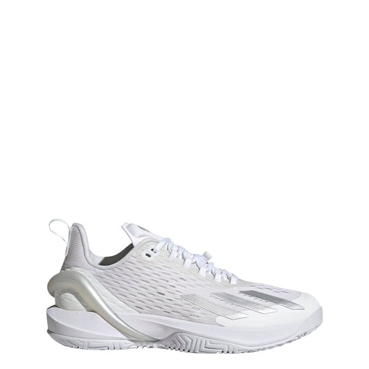 adidas Womens Adizero Cybersonic Tennis Shoes Sneaker White/Silver Metallic/Grey 11.5 - Renee Lane Company