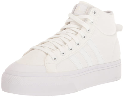 adidas Womens Bravada 2.0 Mid Platform Skate Shoe White/White/Chalk White 10 - Renee Lane Company