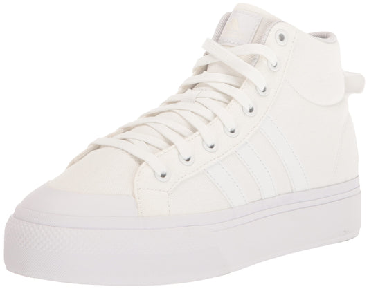 adidas Womens Bravada 2.0 Mid Platform Skate Shoe White/White/Chalk White 10 - Renee Lane Company