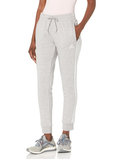 adidas Womens Essentials 3-Stripes Fleece Pants Medium Grey Heather/White (2021) 2X Plus - Renee Lane Company