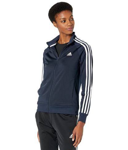 adidas Womens Essentials Warm-Up Slim 3-Stripes Track Top Legend Ink Medium - Renee Lane Company