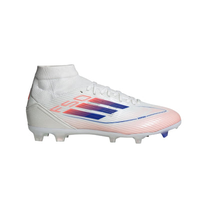adidas Womens F50 League Mid Top Firm/Multi Ground Sneaker White/Lucid Blue/Solar Red 12 - Renee Lane Company