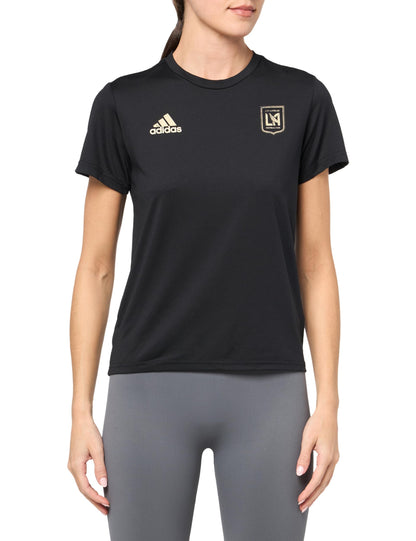 adidas Womens FC Short Sleeve Pre-Game T-Shirt Black/Los Angeles Football Club Large - Renee Lane Company