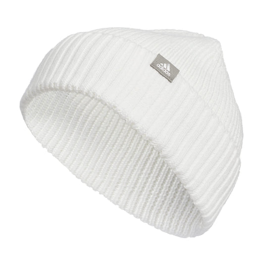 adidas Womens Fashioned Fold Beanie White/Grey/Silver Metallic F23 One Size - Renee Lane Company