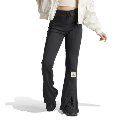 adidas Womens Lounge Ribbed Flared Leg Pants Black X-Small - Renee Lane Company