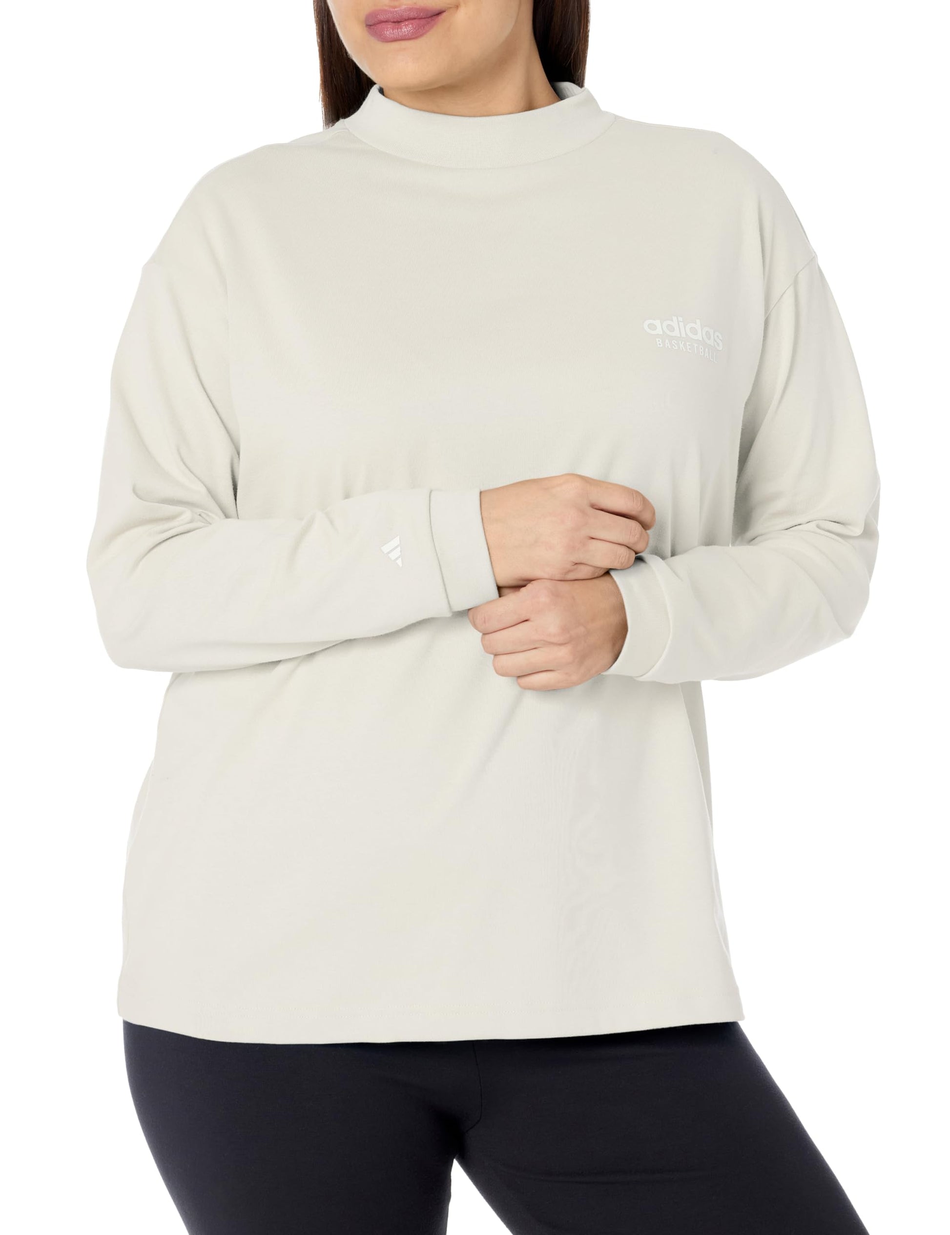 adidas Womens Plus Size Select Mock Neck Long Sleeve Alumina 3X - Renee Lane Company