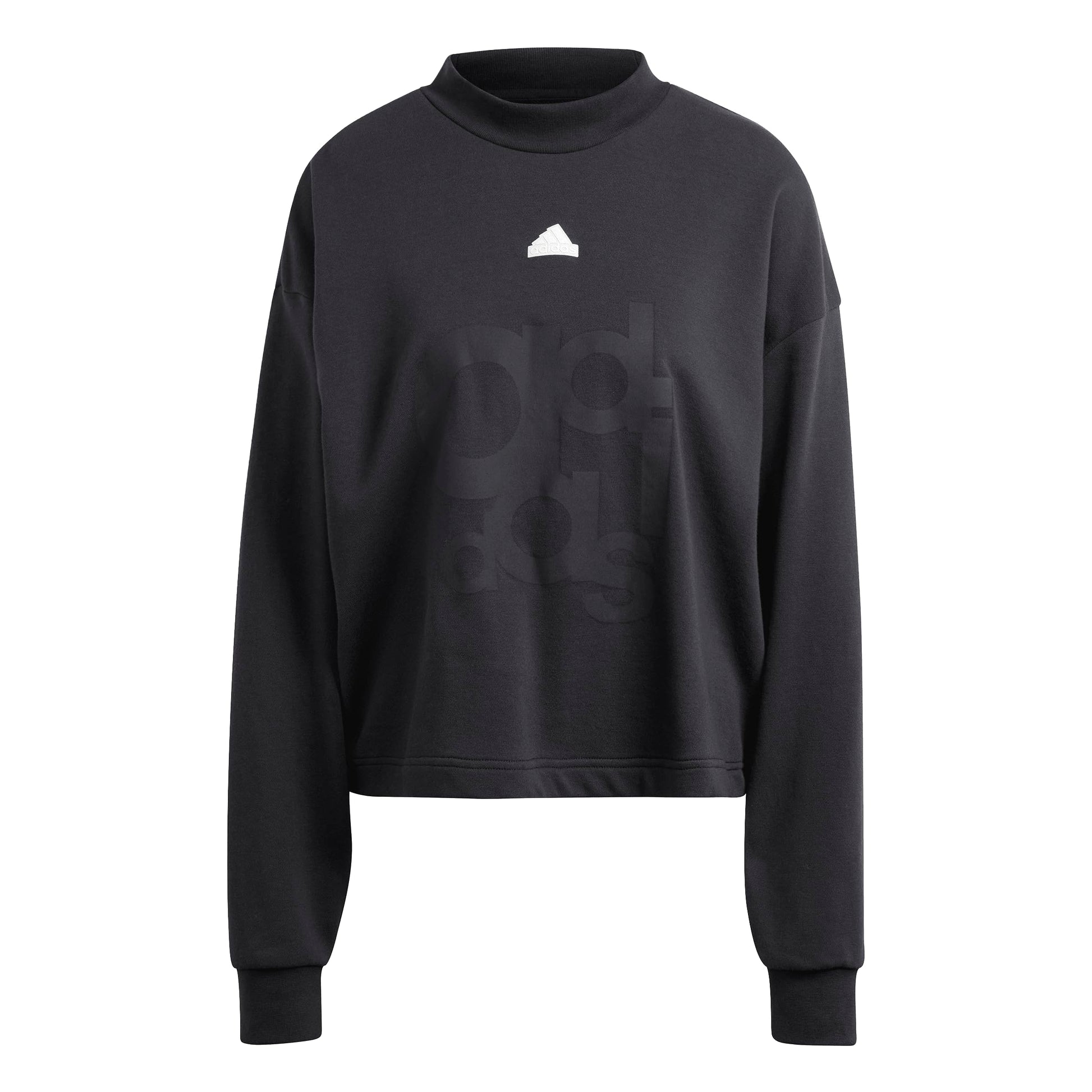 adidas Womens Printed French Terry Loose Sweatshirt Black X-Large - Renee Lane Company