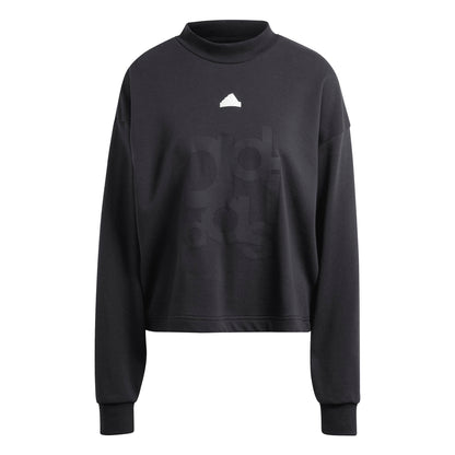 adidas Womens Printed French Terry Loose Sweatshirt Black X-Large - Renee Lane Company