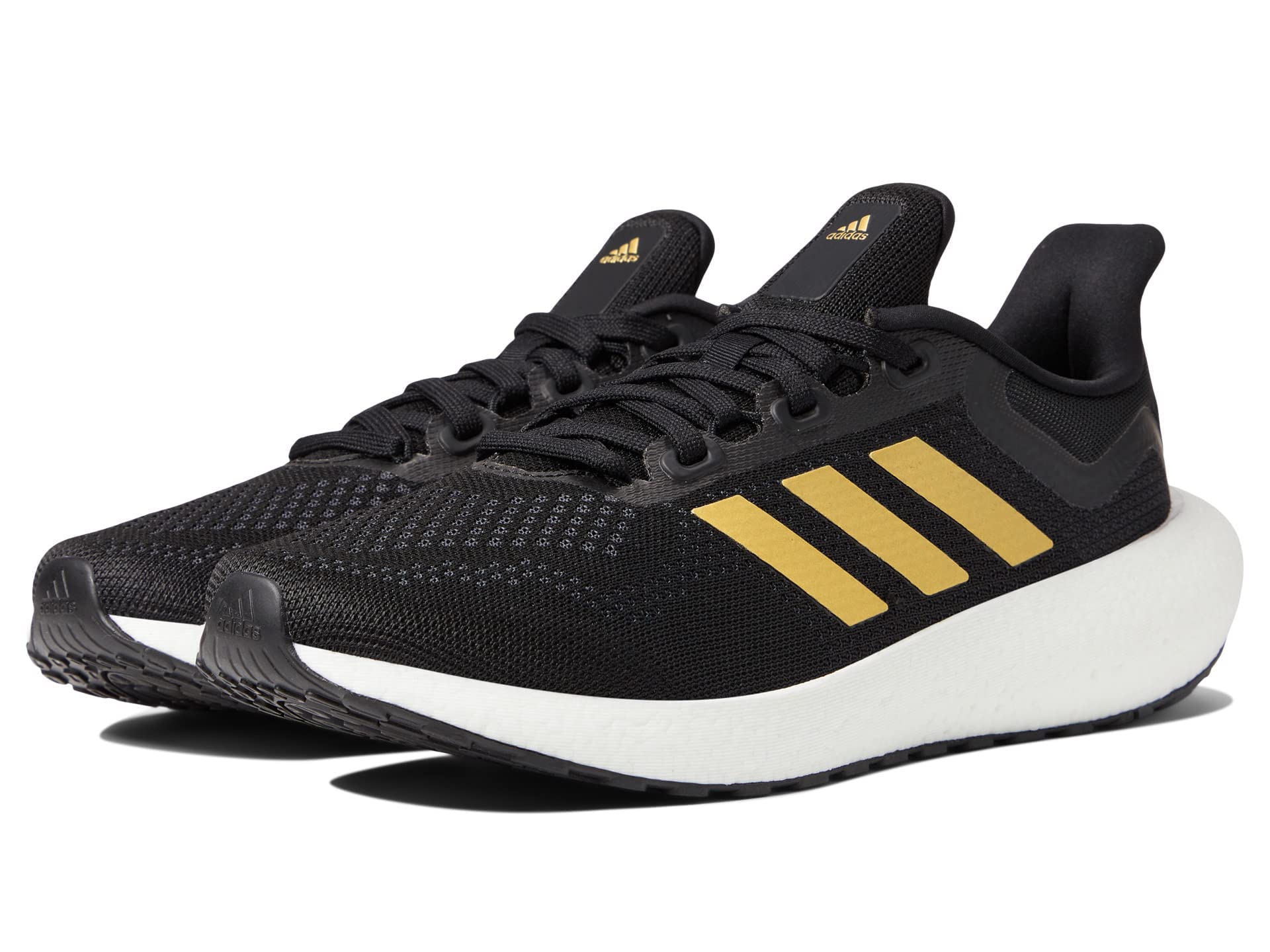 adidas Womens Pureboost 22 Running Shoe Black/Gold Metallic/Carbon 6 - Renee Lane Company