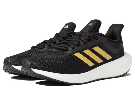 adidas Womens Pureboost 22 Running Shoe Black/Gold Metallic/Carbon 6 - Renee Lane Company