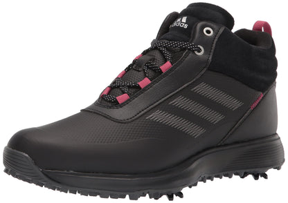 adidas Womens S2g Recycled Polyester Mid Cut Golf Shoes Core Black/Dark Silver/Wild Pink 5.5 - Renee Lane Company