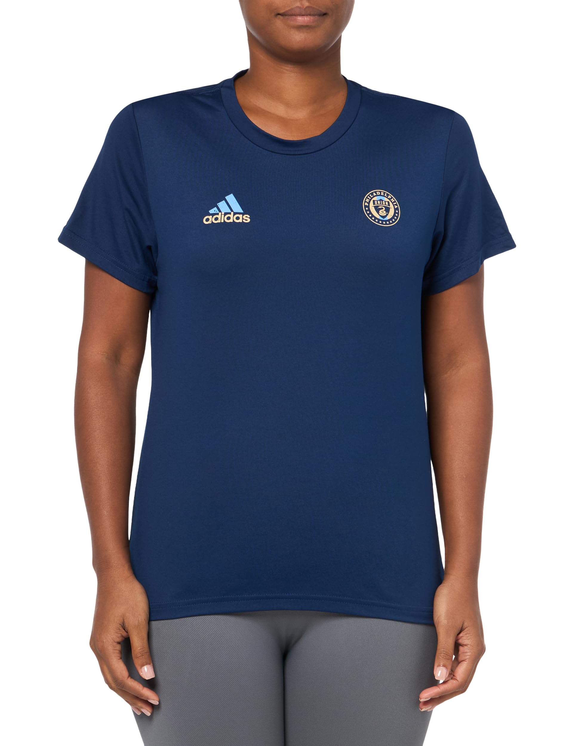 adidas Womens Short Sleeve Pre-Game T-Shirt Team Navy Blue/Philadelphia Union XX-Large - Renee Lane Company