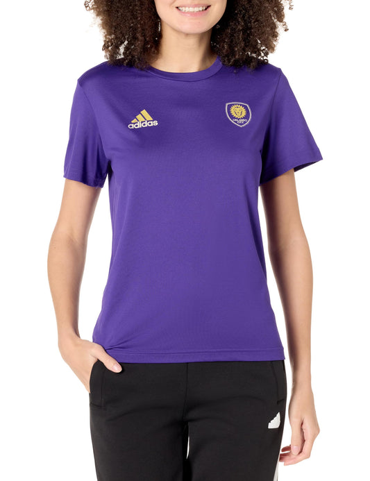 adidas Womens Size Short Sleeve Pre-Game T-Shirt Regal Purple/Orlando City Sc Medium Tall - Renee Lane Company