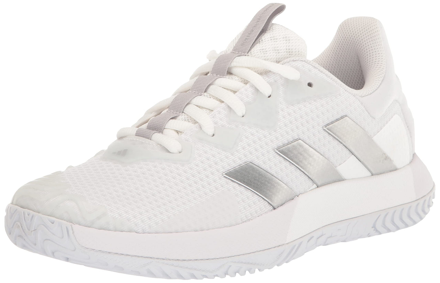 adidas Womens SoleMatch Control Sneaker White/Silver Metallic/Grey One 6.5 - Renee Lane Company