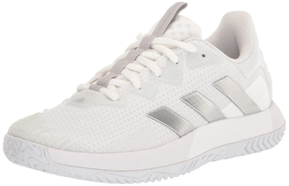 adidas Womens SoleMatch Control Sneaker White/Silver Metallic/Grey One 6.5 - Renee Lane Company