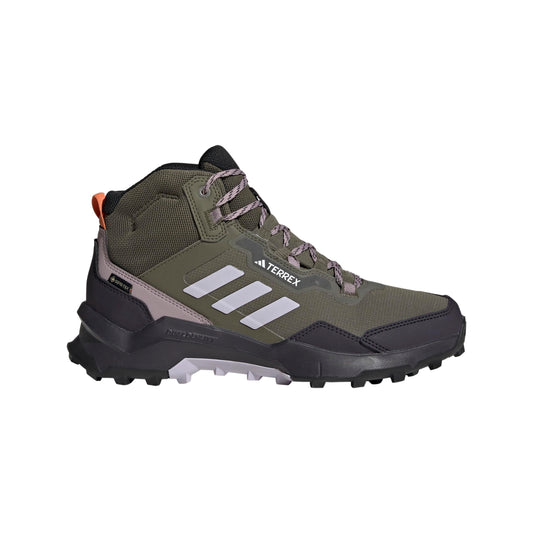 adidas Womens Terrex AX4 Mid Top Gore-TEX Hiking Sneaker Olive Strata/Silver Dawn/Preloved Fig 6.5 - Renee Lane Company