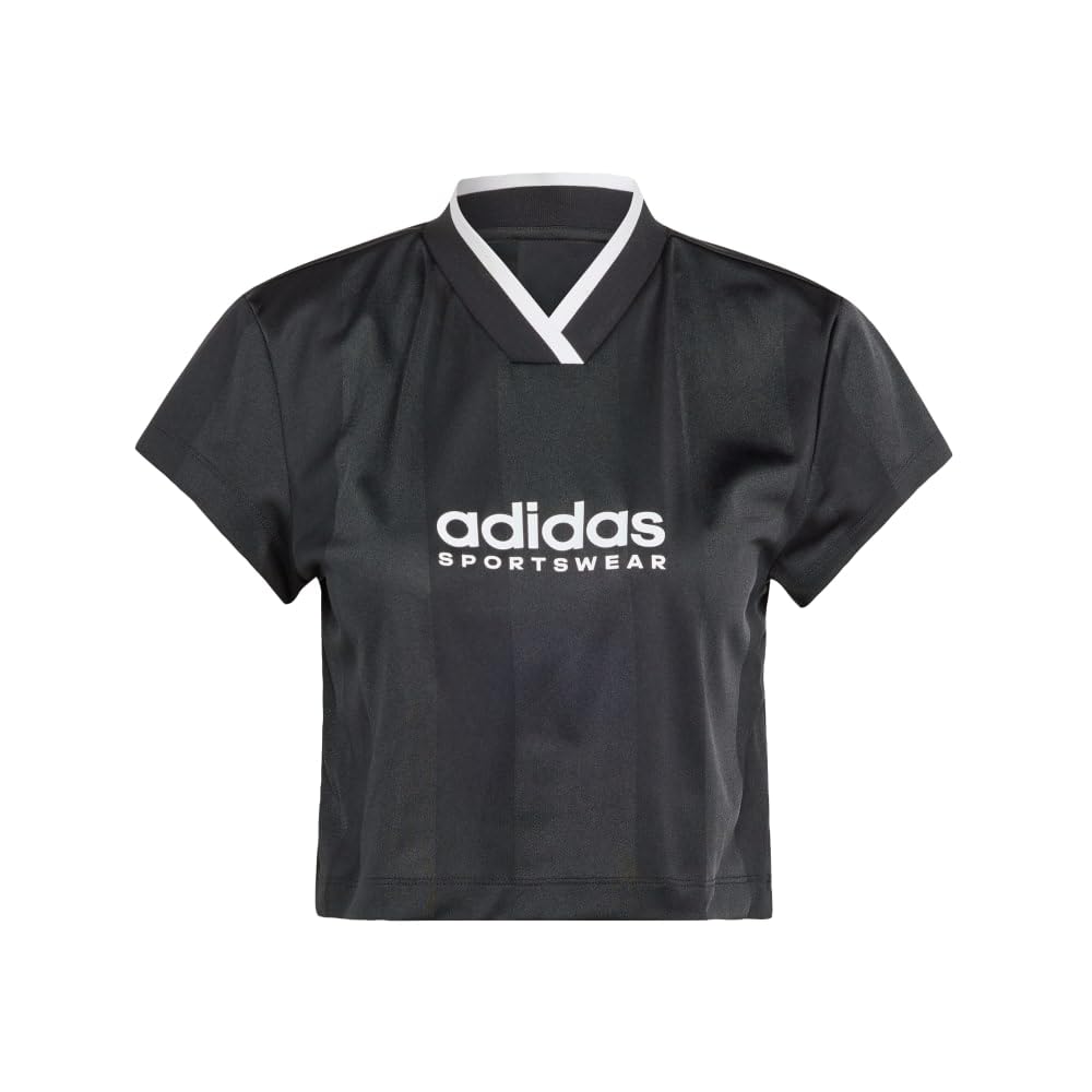 adidas Womens Tiro Colorblock Cropped Tee Black Large - Renee Lane Company